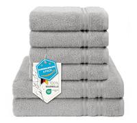 Hammetex Lot de 6 Serviettes 100% Coton 500 GSM - 2 Serviettes de Bain 70x140 cm + 4 Serviettes à Mains 50x100 cm, Douces, Absorbantes, Certifiées Oeko-TEX, Gris Clair