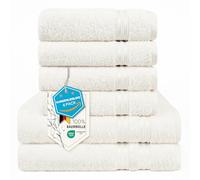 Hammetex Lot de 6 Serviettes 100% Coton 500 GSM - 2 Serviettes de Bain 70x140 cm + 4 Serviettes à Mains 50x100 cm, Douces, Absorbantes, Certifiées Oeko-TEX, Crème