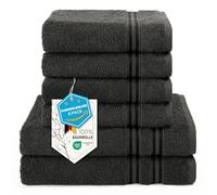 Hammetex Lot de 6 Serviettes 100% Coton 500 GSM - 2 Serviettes de Bain 70x140 cm + 4 Serviettes à Mains 50x100 cm, Douces, Absorbantes, Certifiées Oeko-TEX, Anthracite