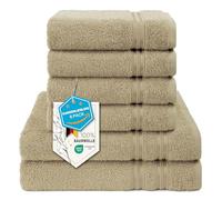Hammetex Lot de 6 Serviettes 100% Coton 500 GSM - 2 Serviettes de Bain 70x140 cm + 4 Serviettes à Mains 50x100 cm, Douces, Absorbantes, Certifiées Oeko-TEX, Beige