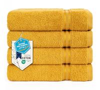 Hammetex Serviettes de Toilette Lot de 4 50x100 cm, 100% Coton Éponge