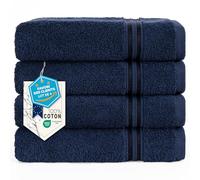 Hammetex Serviettes de Toilette Lot de 4 50x100 cm, 100% Coton Éponge