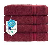Hammetex Serviettes de Toilette Lot de 4 50x100 cm, 100% Coton Éponge