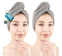 Hammetex Turban Cheveux Lot de 2 avec Bouton, 100% Coton