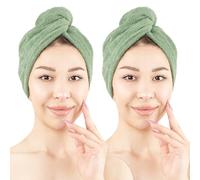 Hammetex Turban Cheveux Lot de 2 avec Bouton, 100% Coton