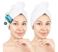Hammetex Turban Cheveux Lot de 2 avec Bouton, 100% Coton