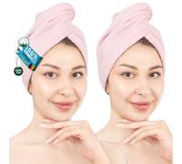 Hammetex Turban Cheveux Lot de 2 avec Bouton, 100% Coton