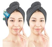 Hammetex Turban Cheveux Lot de 2 avec Bouton, 100% Coton