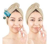 Hammetex Turban Cheveux Lot de 2 avec Bouton, 100% Coton
