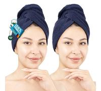 Hammetex Turban Cheveux Lot de 2 avec Bouton, 100% Coton