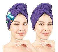 Hammetex Turban Cheveux Lot de 2 avec Bouton, 100% Coton