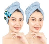 Hammetex Turban Cheveux Lot de 2 avec Bouton, 100% Coton