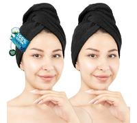 Hammetex Turban Cheveux Lot de 2 avec Bouton, 100% Coton