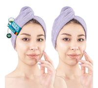 Hammetex Turban Cheveux Lot de 2 avec Bouton, 100% Coton