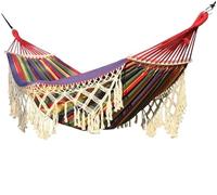 Hammock Hamacs 200x150 Cm pour Balançoire Extérieure, Toile Épaisse avec Barre D'épandage en Bois Frangée, Style Boho Hamac Exterieur(B)