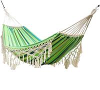 Hammock Hamacs 200x150 Cm pour Balançoire Extérieure, Toile Épaisse avec Barre D'épandage en Bois Frangée, Style Boho Hamac Exterieur(A)