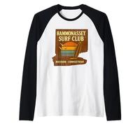 Hammonasset Surf Club Maillot rétro Coucher de soleil Madison Connecticut Manche Raglan
