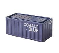 Hamosky Boîte à crayons en forme de récipient avec couvercle, boîte de rangement portable multifonction en fer métallique, anti-rouille, style industriel, 11,5 x 5 x 5 cm, finition mate (bleu)