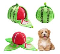 Hamosky Jouet à renifler pour chien en peluche pastèque avec couineur, jouet de stimulation pour chien, jouet puzzle interactif pour chiens de petite et moyenne taille, vert, 19 x 19 x 20 cm