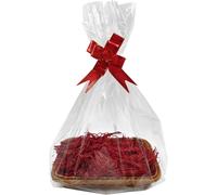 Hamper Kit De Basket Pour Cadeaux, 30 X 20 Cm, Panier, Rubans Pour Emballages Cadeaux, Sacs En Cellophane Et Papier Déchiqueté Pour Décorations De Noël, Fête, Festival Et Célébrations (Rouge)