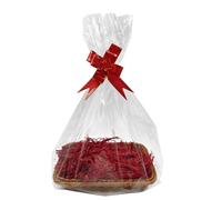 Hamper Kit de basket pour cadeaux, 30 x 20 cm, panier, rubans pour emballages cadeaux, sacs en cellophane et papier déchiqueté pour décorations de Noël, fête, festival et célébrations (rouge)