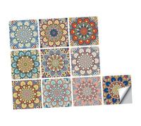 HAMPPLIES 10 Pièces Autocollants Carrelage Baroque Mandala Étanches et Réutilisables Lot Décoration Murale pour Cuisine et Salle de Bain Adhésifs Sans Trace pour Surfaces Lisses