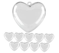 HAMPPLIES 10 Pièces Boîtes Décoratives Transparentes de Cœur 5 Cm à Remplir, Boules Suspendues pour Mariage et Saint-valentin, Ornement en Plastique Léger pour Fête et Emballage Présent