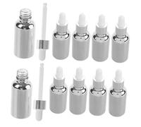 HAMPPLIES 10 pièces Lot de Flacons Compte-gouttes Finition Argentée Bouteilles Vides Réutilisables pour Huiles Essentielles Cosmétiques Pipette Anti-fuite Pratique