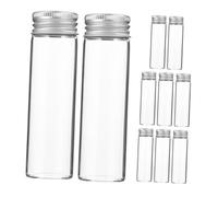 HAMPPLIES 10 pièces Lot de Mini Bouteilles Verre Transparent avec Bouchons Aluminium Vissés Flacons Hermétiques pour Stockage Liquide Huiles Essentielles et Échantillons Bouteilles Vides