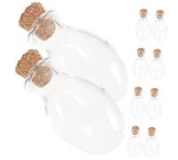 HAMPPLIES 10 pièces Lot de Mini Bouteilles Verre Transparentes avec Bouchon Liège Flacons de Rangement Multi-usages pour Messages de et Objets Miniatures Légères et Faciles à Transporter