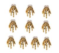 HAMPPLIES 10 Pièces Perceuse à Ongles Crâne à Clou Squelette Art Percer Uv Autocollant Accessoire De Décoration D'ongles Manucure Bricolage Doré