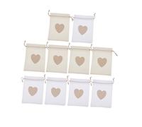 HAMPPLIES 10 pièces Sachets de Fête Jute avec Cordon Sacs pour et Snacks de Rangement Pratique pour Festival Couleurs Beige et Blanc Petite