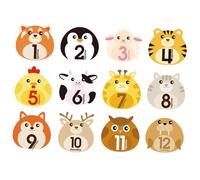 HAMPPLIES 12 feuilles Stickers Garçon Fille Mois Autocollants Étanches Réutilisables Design Animal pour Jalons Photo Cadeau Original
