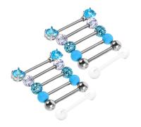 HAMPPLIES 12 Pièces Barbell Langue Acier Inoxydable avec Zircon Droit pour Piercing Corporel Anneaux Langue pour Hommes et Femmes Élégant pour Fêtes et Mariages
