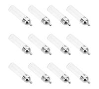 HAMPPLIES 12 Pièces Mini Glass Bottle Charms With Acrylic Caps Empty Cylinder Vial Pendants For DIY Crafts Essential Oil Storage Travel-friendly Jewelry And Wedding Decor