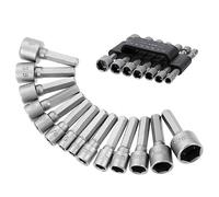 HAMPPLIES 14 pièces Jeu Adaptateurs Douilles Hexagonales Chrome Vanadium Embouts Tourne Écrous pour Perceuse Kit Robuste sans Magnétisme Usage Bricolage et Mécanique