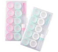 HAMPPLIES 2 Ensembles Étui à Lentilles de Contact Kit de Boîtes avec Pince et Rangement Protection Étanche et Durable pour Lentilles pour Voyages Stockage Pratique pour et Famille