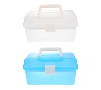 HAMPPLIES 2 pièces Boîte de Rangement Transparente à Deux Couches avec Poignée Boîte Multifonctionnelle Portable pour Outils Art et Manucure Rangement Pratique pour Maison et Loisirs Blanc