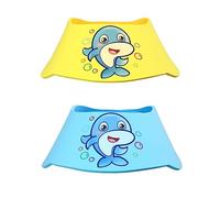 HAMPPLIES 2 pièces Bonnet Garçon Fille Réglable Protection Oreilles et Yeux Visière Eau pour Garçon Fille Chapeau Bain avec Fermeture Ajustable Lavage Cheveux et Ombrage