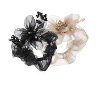 HAMPPLIES 2 pièces Chouchous Élastiques Organza Lot de Accessoires Coiffure Élégants pour Femmes et Adolescentes et Noir Mariage et Événements Spéciaux