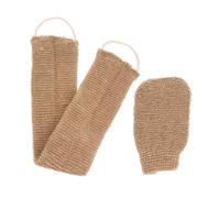 HAMPPLIES 2 pièces Exfoliants Jute Ramie avec Bande Longue pour Dos de Bain Durables Exfoliant Naturel pour Éliminer Peau Morte et Améliorer Santé Cutanée