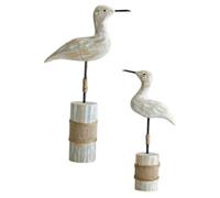 HAMPPLIES 2 pièces Figurines de Mouettes Socle Décoration de Plage Côtière pour Maison Au Bord Lac Ornement Marin Artisanal pour Intérieur Style Nautique