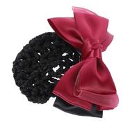 HAMPPLIES 2 pièces Filet à Cheveux Chignon avec Nœud Décoratif pour Femmes Lot de Accessoires Coiffure Professionnels pour Infirmières Hôtesses Employés Bancaires Couleur Rouge Foncé