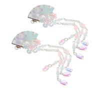 HAMPPLIES 2 Pièces Hairpins Fan-shaped With Tassel Flower Japanese And Chinese Style Traditional Wedding Hairpiece For Women And Cosplay Parties