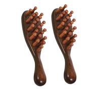 HAMPPLIES 2 pièces Peigne Massage Chevelu Bois Brosse Démêlante Ergonomique Anti-pelliculaire pour Femmes Soins Tête Visage et Cou Portable pour Maison et Voyage