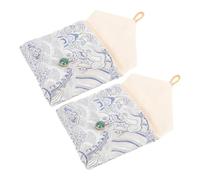 HAMPPLIES 2 Pièces Petits Pochons Coton Lin Double Brodés Pochettes Bijoux Réutilisables Sacs Offerts Décoratifs Portables pour Petits Présents Lot de Blanc