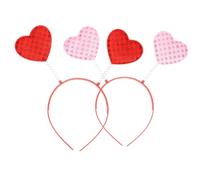 HAMPPLIES 2 Pièces Serre-tête Cœur Rouge Pailleté pour Femmes Accessoire Chic et Léger pour Saint-valentin Fête et Mariage Bandeau Confortable et Ajusté Lot