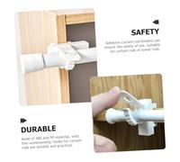 HAMPPLIES 2 pièces Support Tringle Rideaux Ajustable sans Perçage Blanc Porte Rideaux Adhésif pour Armoire et Fenêtres Installation Facile sans Clous Résistant Rouille Compatible Tringles