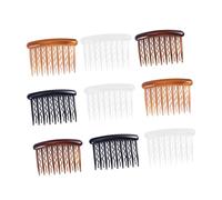 HAMPPLIES 24 pièces Lot de Peignes Latéraux Plastique Dents Design Ondulé pour Cheveux Fins Accessoire Léger pour Mariage et Quotidien Couleurs Noir Café et Blanc Transparent