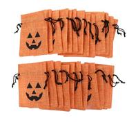 HAMPPLIES 25 Pièces Sacs Friandises Halloween Lin Orange à Cordon Lot de et pour Pochettes Polyvalentes pour Fête et Rangement